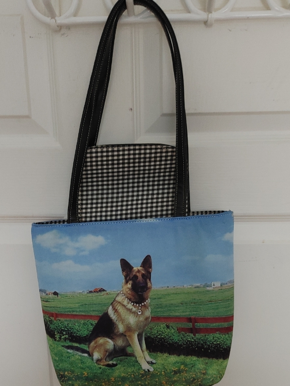 Source Unknown Blue and Black German Shepherd Print Tote